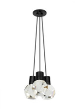 Visual Comfort & Co. Modern Collection Kira Ceiling Pendant, 3-Light, LED, Black, 10"W (700TDKIRAP3BB-LEDWD 70PGLCX) 