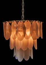 Noir Lotus Chandelier, 4-Light, Antique Brass, Milk Glass, 20"W (LAMP650MB YUU6013GWV) 