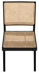 Noir Joseph Side Chair, Charcoal Black, Caning, 36.5"H (AE-129CHB YUU6013HVM) 