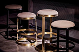 Noir Dior Bar Stool, Matte Black, Tan Light Linen, 31"H (GSTOOL118MTB-L YUU6013JVX) 