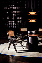 Noir Jude Dining Chair, Black, Caning, 35"H (GCHA278B YUU6013JWK) 