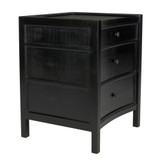 Noir Hampton Night Stand, 3-Drawer, Hand Rubbed Black, 24"W GTAB928HB, Noir GTAB928HB YUU6013LVD 