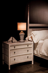 Noir Hampton Side Table, 3-Drawer, White Wash, 30"H (GTAB245WH YUU6013NQ5) 