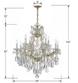 Crystorama Maria Theresa Chandelier - Gold, Swarovski Spectra Crystal 32"H 