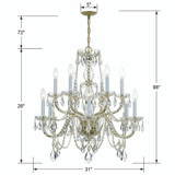 Crystorama Traditional Crystal Chandelier - Polished Brass, Clear Italian 26"H 