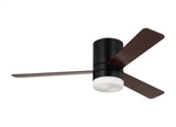 Generation Lighting Era 52" Hugger LED Ceiling Fan - Midnight Black Housing with Midnight Black/American Walnut Reversible Blades 