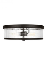Visual Comfort & Co. Studio Collection Geneva Flush Mount, 2-Light, Aged Iron, 14"W (CF1052AI 70733MX) 