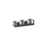 Alora Lighting Willow Bathroom Vanity Light, 3-Light, Matte Black, Smoked Solid Glass, 22.63"W 