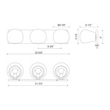 Alora Lighting Willow Bathroom Vanity Light, 3-Light, Matte Black, Smoked Solid Glass, 22.63"W 