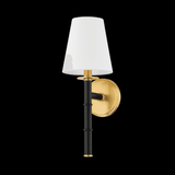 Mitzi by Hudson Valley Lighting Banyan Wall Sconce, 1-Light, Aged Brass, 16.25"H (H759101-AGB/SBK 608XE68) 