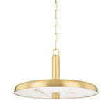 Hudson Valley Reynolds Pendant, 1-Light, LED, Aged Brass, Alabaster Shade, 28"W (3828-AGB ACJWF) 