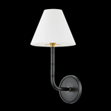 Hudson Valley Trice Wall Sconce, 1-Light, Aged Old Bronze, White Linen Shade, 15.75"H (7216-AOB ACJXK) 