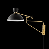 Hudson Valley Cranbrook Plug-in Sconce, 1-Light, Aged Brass, Soft Black Shade, 20.75"H (8514-AGB/SBK ACJXW) 