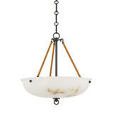 Hudson Valley Somerset Pendant, 3-Light, Distressed Bronze, Alabaster Shade, 16"W (MDS811-DB ACKVW) 