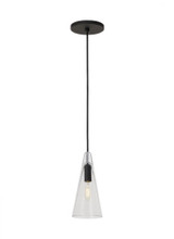 Visual Comfort & Co. Modern Collection Lustra Small Accent Pendant, 1-Light, LED, Nightshade Black, 9"H (SLPD280CB-L 70PKK5C) 