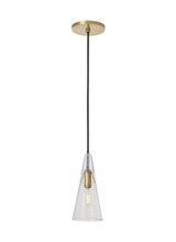 Visual Comfort & Co. Modern Collection Lustra Small Accent Pendant, 1-Light, LED, Natural Brass, 9"H (SLPD280CNB-L 70PKK5F) 