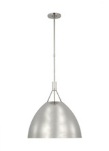Visual Comfort & Co. Modern Collection Sospeso Dome X-Large Pendant, 1-Light, LED, Polished Nickel, 19.3"H (SLPD26827N 70PKL45) 