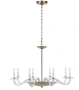 Visual Comfort & Co. Signature Collection Brigitte Large Chandelier, 8-Light, Clear Glass, Hand-Rubbed Antique Brass, 34.75"W (PCD 5020CG/HAB D624N) 