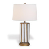 Port 68 Edgewater Table Lamp, 1-Light, Clear, Aged Brass, Off-White Shade, 32"H (LPAS-305-01 YUU704X6K7) 