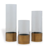 Port 68 Evanston Vase, Set of 3, Aged Brass, Clear Glass, L: 17", M: 14", S: 10"H (ACBM-260-04 YUU704X6KA) 