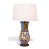 Port 68 Gypsy Table Lamp, 1-Light, Yellow, Blue, Purple, Black Base, Ivory Shade, 29"H (LPAS-282-01 YUU704X7G2) 