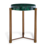 Port 68 Malachite Accent Table, Green Malachite, Aged Brass, 19"W (AFDS-398-03 YUU704X7HK) 