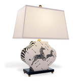 Port 68 Scalamandre Zebra Table Lamp, 1-Light, White, Black Base, Eggshell Shade, 27"H (LPAS-393-01 YUU704X8G3) 