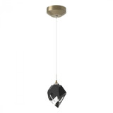 Hubbardton Forge Chrysalis Mini Pendant, 1-Light, Soft Gold, Black Crystal, 5.5"W (161188-SKT-STND-84-BP0754 5Z92EL) 