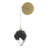 Hubbardton Forge Chrysalis Small Wall Sconce, 1-Light, Modern Brass, Black Crystal, 8.8"H (201397-SKT-86-BP0754 5ZD13P) 