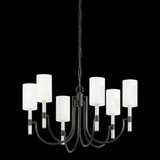 Troy Gustine Chandelier, 6-Light, Forged Iron, White Shade, 31"W (F1131-FOR UJPA) 