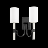 Troy Gustine Wall Sconce, 2-Light, Forged Iron, White Shade, 14.25"H (B1114-FOR UJN6) 