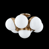 Troy Cupertino Semi-Flush Mount, 7-Light, Patina Brass, Opal Glossy Shade, 23.5"W (C1524-PBR UJP0) 