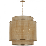 Visual Comfort & Co. Signature Collection Linley Caning Extra Large Hanging Shade - Soft Brass and Natural Rattan Caning 