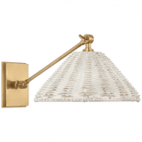 Visual Comfort & Co. Signature Collection Wimberley Single Library Wall Light - Soft Brass and White Wicker 