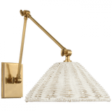 Visual Comfort & Co. Signature Collection Wimberley Double Library Wall Light - Soft Brass and White Wicker 