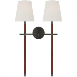 Visual Comfort & Co. Signature Collection Bryant Large Wrapped Double Tail Sconce - Bronze and Saddle Leather 