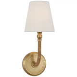 Visual Comfort & Co. Signature Collection Basden Medium Sconce - Antique-Burnished Brass and Natural Rattan 