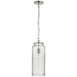 Visual Comfort & Co. Signature Collection Katie Large Cylinder Pendant - Polished Nickel and Seeded Glass 