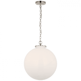 Visual Comfort & Co. Signature Collection Katie Large Globe Pendant - Polished Nickel and White Glass 