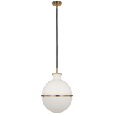 Visual Comfort & Co. Signature Collection Maxey Globe Pendant - Hand-Rubbed Antique Brass and White Glass 