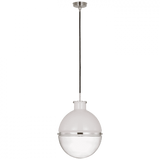 Visual Comfort & Co. Signature Collection Maxey Globe Pendant - Polished Nickel and White/Clear Glass 