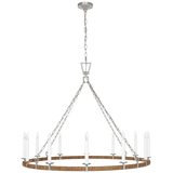 Visual Comfort & Co. Signature Collection Darlana XL Wrapped Ring Chandelier - Polished Nickel and Natural Rattan 