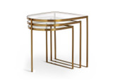 Maitland-Smith Clover Nesting Table, Satin Brass, Glass Top, 25"W (8383-32 YUU906TN9F) 