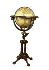 Maitland-Smith Eagle World Globe, Aged Regency Mahogany, Pewter, 30"W (8105-13 YUU906TNAK) 
