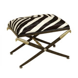Maitland-Smith Excalibur Bench, Zebra White & Black Upholstery, Gilded Gold, Black, 30"W (8117-42 YUU906TP7M) 