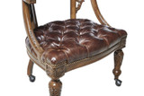 Maitland-Smith Gentry Game Chair, Carved Napoleon Brown, Briarwood Brown Leather, 27"W (8106-43 YUU906TP8T) 