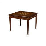 Maitland-Smith Hopkins Game Table, Mahogany, Antique Brown Leather, 38"W (89-0902 YUU906TPA0) 