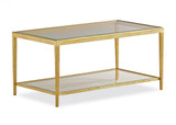 Maitland-Smith Jinx Cocktail Table, Rectangle, Brass, Glass Top, 40"W (HM1015C-2 YUU906TPA9) 