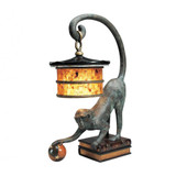 Maitland-Smith Monkey Table Lamp, 1-Light, Verdigris, Brass Accents, Penshell Shade, 25"H (8136-17 YUU906TQ9J) 