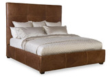 Maitland-Smith Quintin Upholstered Bed, King, Hazelnut Brown Leather, 83"W (RAB1501-K-BRI-HAZ YUU906TR83) 